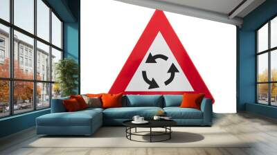 Traffic sign isolated - Roundabout Wall mural