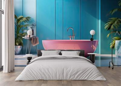 A concept of modern colourful bathroom Wall mural