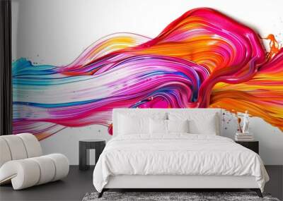 Abstract colorful background with flowing paint waves isolated on white, vibrant color design element for creative concept and idea illustration poster or banner template Wall mural