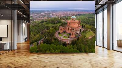 Aerial view of sanctuary of Madonna di San Luca in Bologna Wall mural