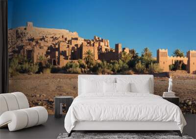 Ait Benhaddou is the best preserved of the traditional Ksars and UNESCO world heritage since 1987 The fortified town of Ait ben Haddou near Ouarzazate on the edge of the sahara desert in Morocco. Wall mural