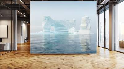 Antarctica, South Georgia Island. A lonely glacier. Blue glaciers in the ocean water. Glacial drift on calm water. Clean chunks of ice from a melting glacier. Global warming concept climate change. Wall mural