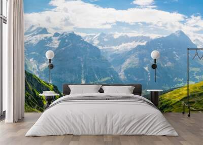 beautiful panoramic alpine scenery in swiss alps near grindelwald Wall mural