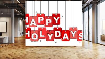 red flat line tag happy holydays Wall mural