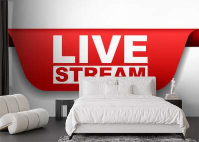 red vector banner live stream Wall mural