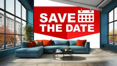 red vector illustration banner save the date Wall mural