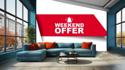 red vector illustration banner weekend offer Wall mural