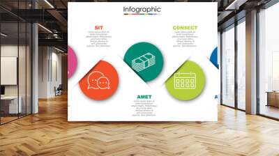 Vector infographic template with nine steps or options. Illustration presentation with line elements icons.  Business concept design can be used for web, brochure, diagram Wall mural