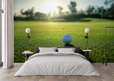 golf ball on green Wall mural