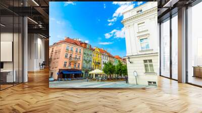 Old town square with town hall in city of Kalisz, Poland Wall mural