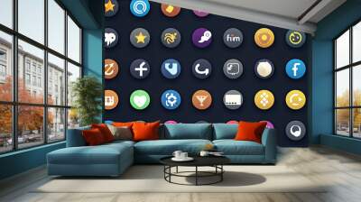 Social various media icons or network group logos. Wall mural