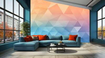 Triangle color shape background.  Pastel triangle Grid Mosaic rainbow.   Pastel triangle rainbow coloring. wide banner Wall mural