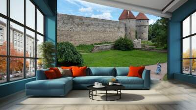 Tallinn fortress castle walls. Old city Toompea hill estonia Wall mural