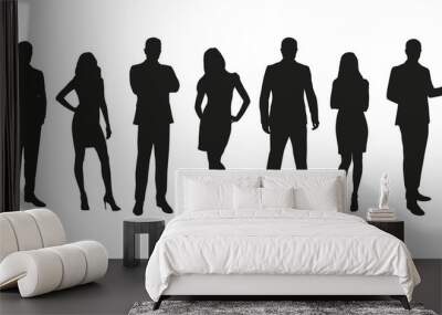 business people, group of men and women isolated silhouettes Wall mural