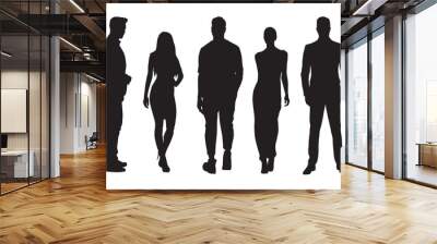 Business people silhouettes, group of standing business men and women Wall mural