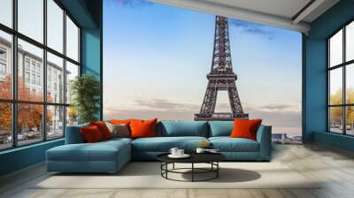 Eiffel tower in Paris, France. Sunset in spring Wall mural