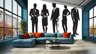 Group of business people, set of businessmen and businesswomen, isolated vector set of silhouettes Wall mural