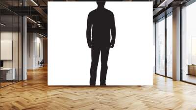 Man standing and waiting, front view, vector silhouette Wall mural