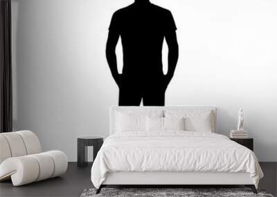 Man standing with hands in pockets. Adult people. Isolated vector silhouette Wall mural