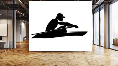 Rowing, rower side view, abstract isolated vector silhouette Wall mural