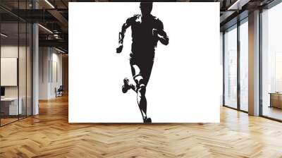 Running man, abstract vector isolated silhouette. Front view. Marathon runner Wall mural