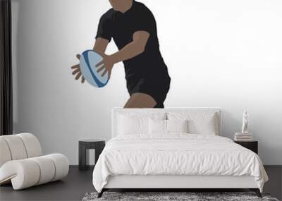 Running rugby player with ball, abstract vector silhouette Wall mural