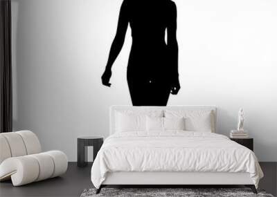 Slim sexy woman vector silhouette. Tall girl walking forward Wall mural