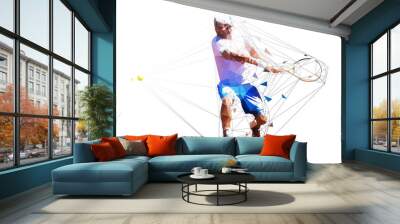 Tennis player polygonal vector illustration. Man playing tennis. Geometric character Wall mural