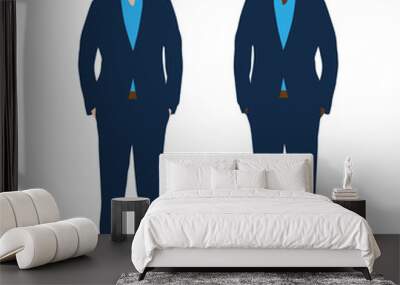 two businessmen in blue suits, vector illustrations Wall mural