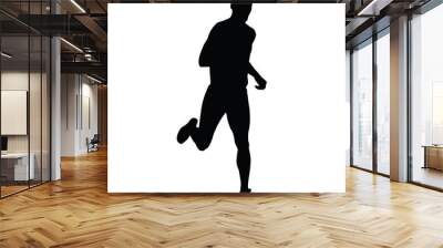 Vector runner, running man silhouette. Run, sport, active boy Wall mural