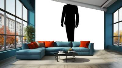 Vector silhouette of a man standing in a suit at the lecture. Bu Wall mural