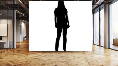 Woman standing, isolated vector silhouette, front view Wall mural