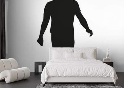 Young man walking, thinking. Vector silhouette Wall mural