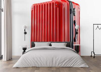  Red suitcase on wheels.  Wall mural