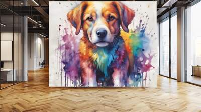 Dog in watercolor style Wall mural