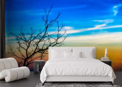 sunset tree landscape Wall mural