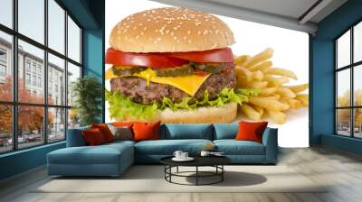 burger and french fries Wall mural