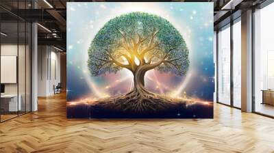 beautiful tree of life illustration sacred symbol individuality prosperity and growth concept Wall mural