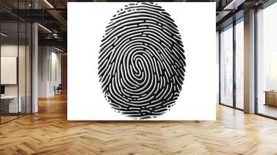 Black Fingerprint on a White Background Wall mural