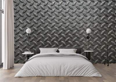 seamless metal floor plate with diamond pattern black metal background or black steel surface Wall mural