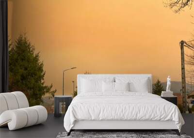 THANN, FRANCE - MARCH 15, 2022: Sahara sandstorm and yellow/orange sky Wall mural