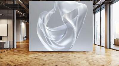 A piece of white fabric flows and dances in the air, symbolizing movement, grace, lightness, purity, and elegance. Wall mural