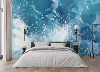 Blue aquatic water texture with ripples - Calming blue water texture resembling the ocean with light reflections and ripples Wall mural