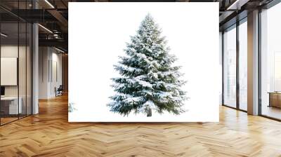 collection snow winter tree, christmas tree with snow Wall mural