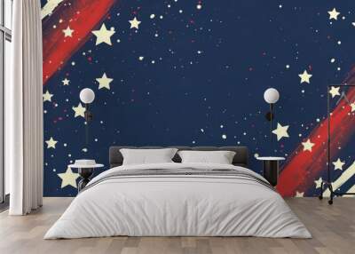 Minimalist Patriotic Stars and Stripes Backdrop for Independence Day Wall mural