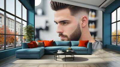 Man with professional haircut Wall mural