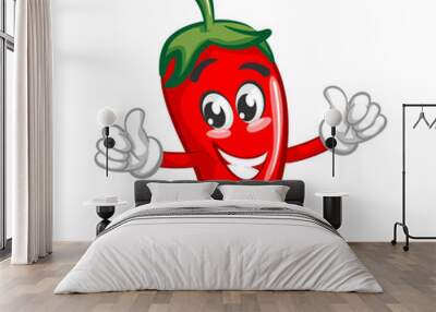 vector mascot character illustration of cute chili Wall mural