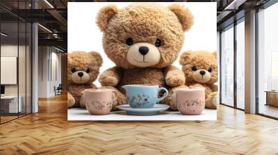 a group of teddy bears with tea cups

 Wall mural