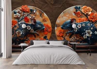 a pair of plates with mice on them

 Wall mural