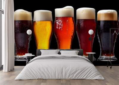 a row of glasses of beer

 Wall mural